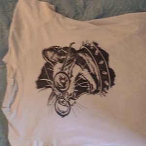 Tultek size medium punk rock kitty cat white shirt